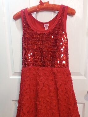 JUSTICES SEQUIN ROSETTE PARTY DRESS